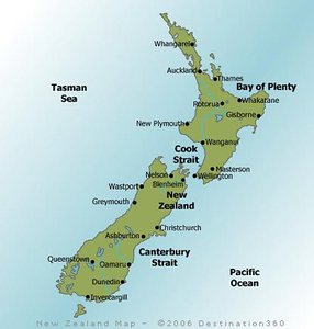 Map of New Zealand, relevant to snail studies