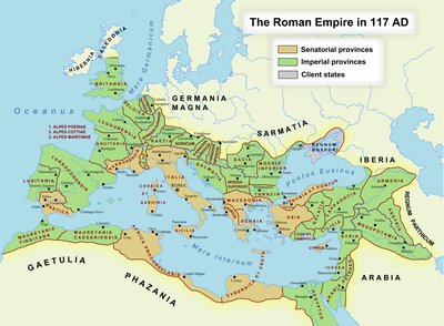 Map of the Roman Empire in 117 AD