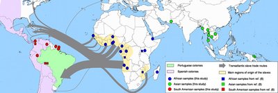 Map of Plasmodium introductions to the Americas