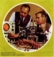 Hodgkin and Huxley with squid axon experimental setup