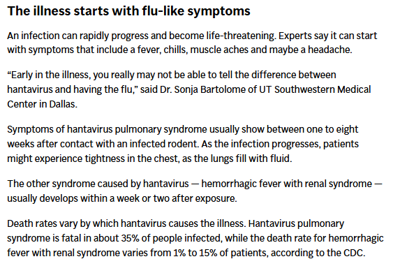 Text on hantavirus symptoms and progression