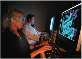 Scientists studying macromolecular structure on computers
