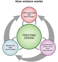 How science works: interconnected cycles of testing ideas, exploration, community analysis, and outcomes