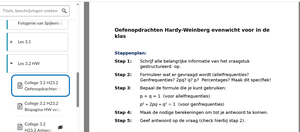 Screenshot van Hardy-Weinberg oefenopdracht