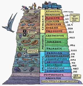 Geological time scale with mass extinction events