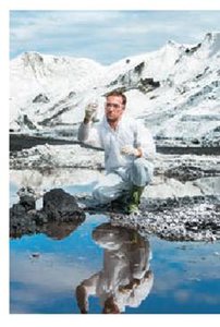 Field biologist collecting data
