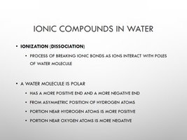 Ionic compounds in water