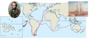 Map of Darwin's voyage on the HMS Beagle