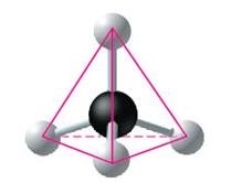 Methane ball-and-stick model showing tetrahedral geometry