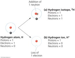 Hydrogen atom, isotope, and ion diagram