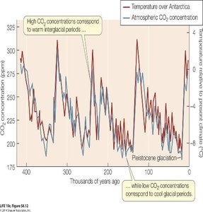 Graph of atmospheric CO2 and temperature over time