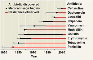 Timeline of antibiotic discovery and resistance