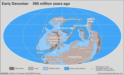 Devonian world map