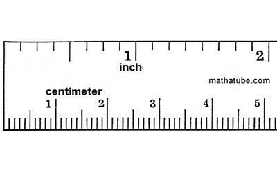 Ruler showing centimeters and inches