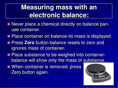 Instructions for measuring mass with an electronic balance