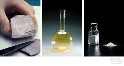 Sodium and chlorine forming table salt