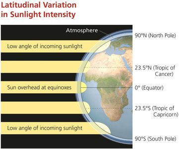 Latitudinal Variation in Sunlight Intensity