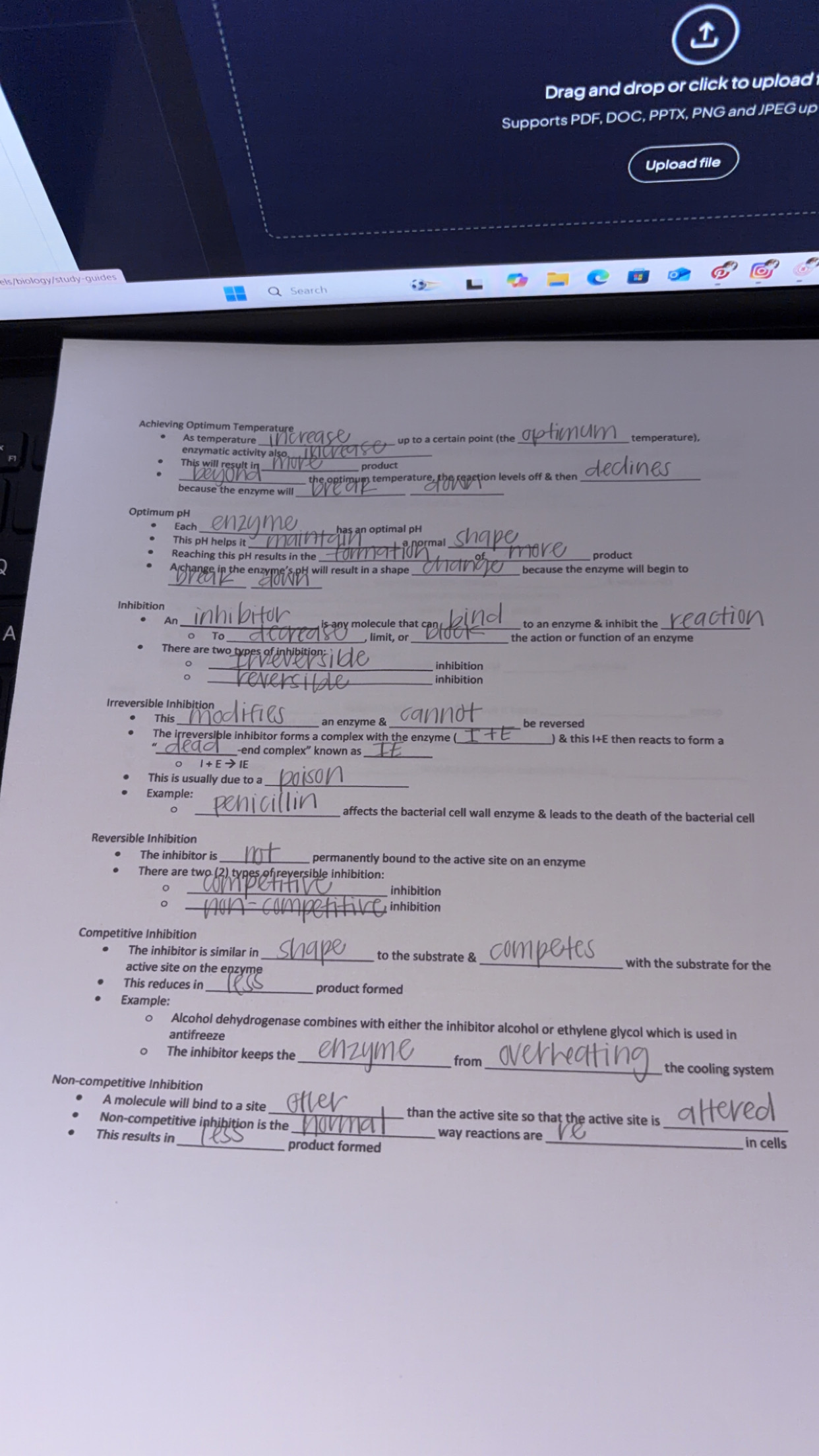 Enzyme inhibition and regulation notes