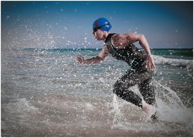 Endurance athlete running in water