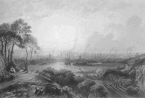 A depiction of the City of Manchester during the Industrial Revolution