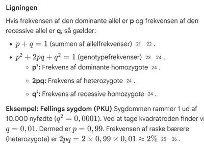 Hardy-Weinberg ligningen