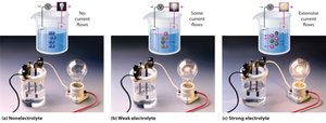 Conductivity of nonelectrolyte, weak electrolyte, and strong electrolyte solutions