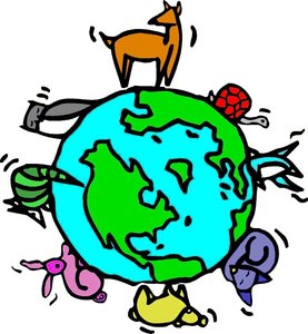Animals around the globe representing the biosphere