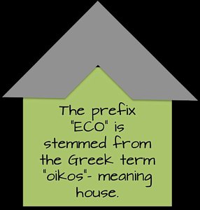 The prefix ECO is stemmed from the Greek term oikos meaning house