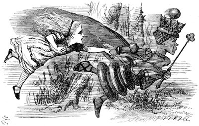 Alice and the Red Queen running, illustrating the Red Queen Hypothesis