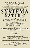 Title page of Systema Naturae by Linnaeus
