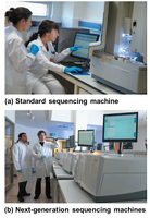 Standard and next-generation sequencing machines in a laboratory