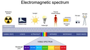 Diagram of the electromagnetic spectrum highlighting visible light
