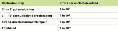 Replication fidelity table