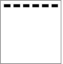 Diagram of a gel with six wells for DNA samples