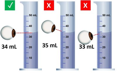 Correct and incorrect ways to read a graduated cylinder