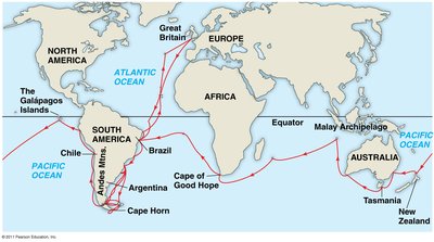 Map of Darwin's voyage