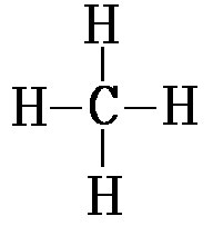 Methane molecule showing carbon with four single bonds to hydrogen