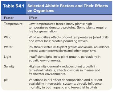 Selected Abiotic Factors and Their Effects on Organisms