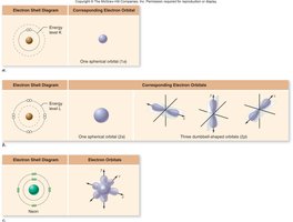 Electron shell diagrams and corresponding orbitals