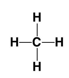 Methane molecule structural formula