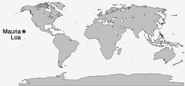 Map showing location of Mauna Loa
