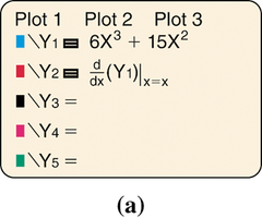 Calculator plot setup for derivative