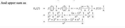 Upper sum formula and sum of squares