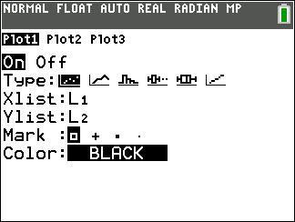 Calculator stat plot setup