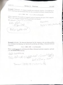 Handwritten example of business functions and domain