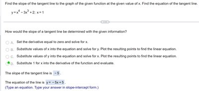 Finding tangent line slope and equation