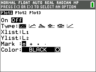 Stat plot setup menu