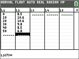 Calculator data input for regression