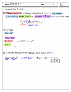 Continuous compounding worksheet with interest rate problem