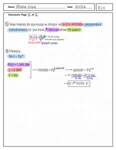Continuous compounding worksheet with present value problem